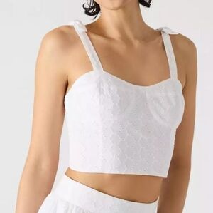 New Steve Madden Embroidered Tie-Shoulder Crop Top, NWT, Sz. Medium